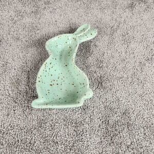 Mud Pie Bunny Trinket Dish Mint Green Speckled Ceramic Rabbit Decor Small
